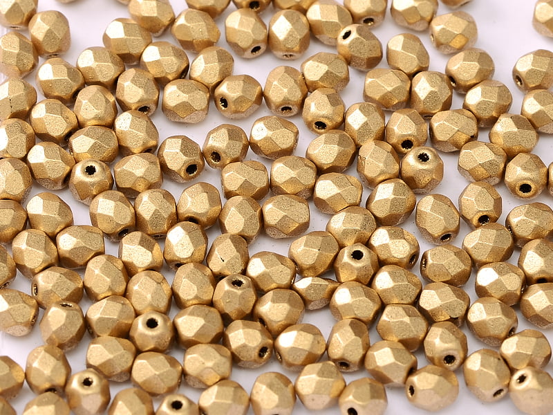 3mm Czech Fire Polish – 01710 – Light Gold Matte