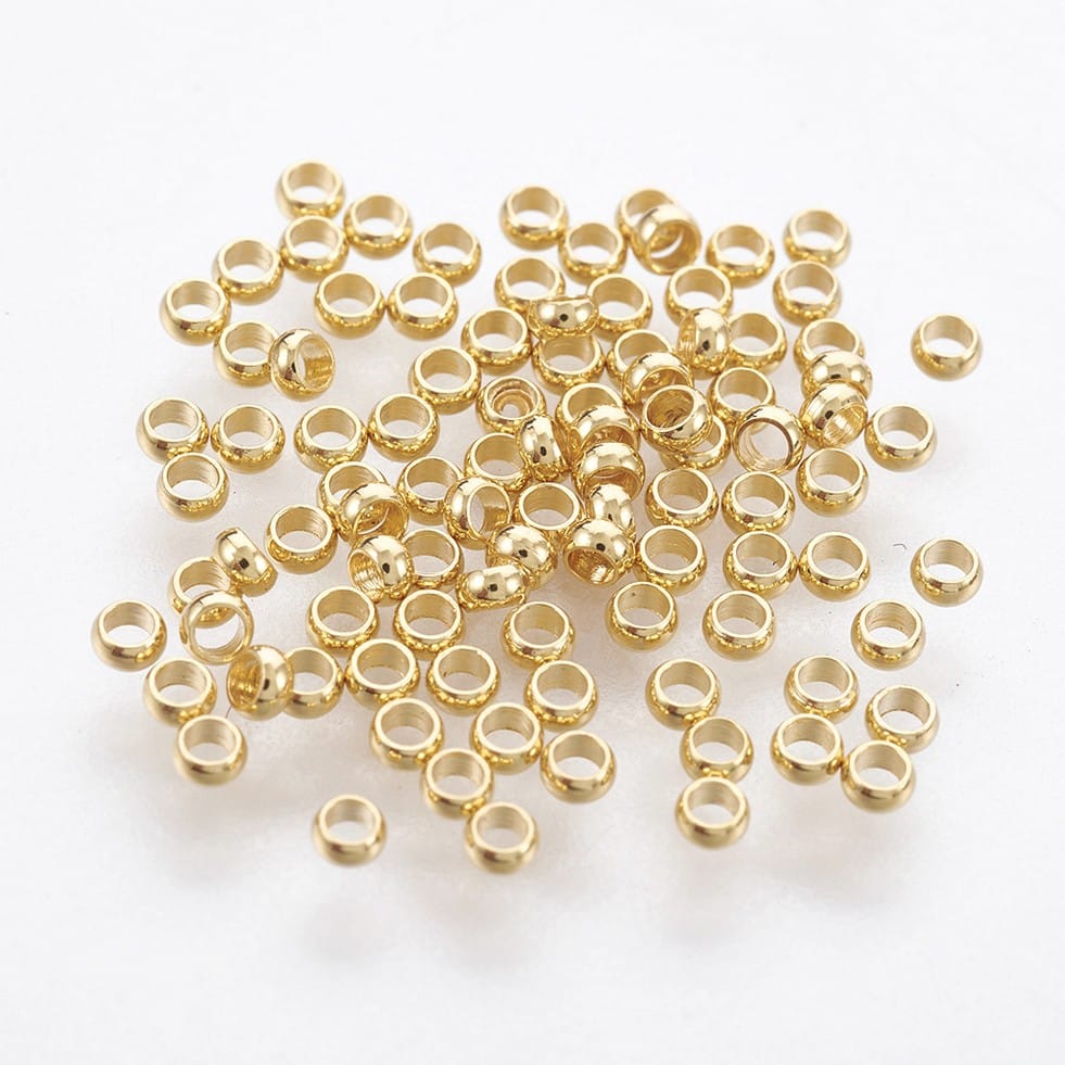 18k Gold Plated Crimps 2mm – Pack of 10