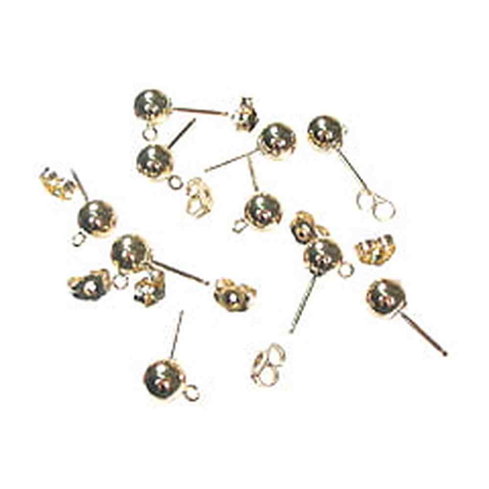 14kt Gold Filled Earring Ball Post with ring incl backs – Pair