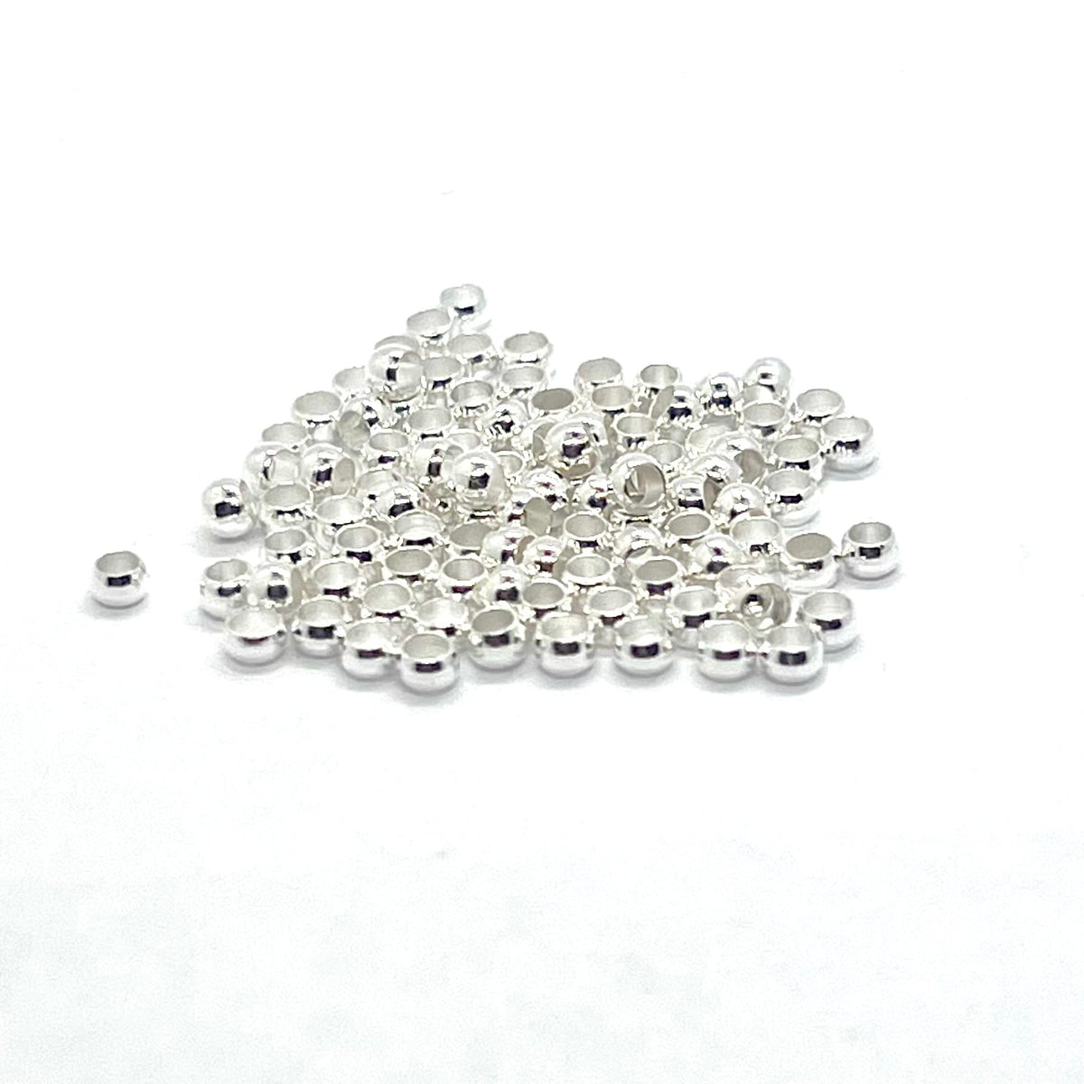 3mm Large Hole (2mm) Silver Plated Beads – Bag of 100
