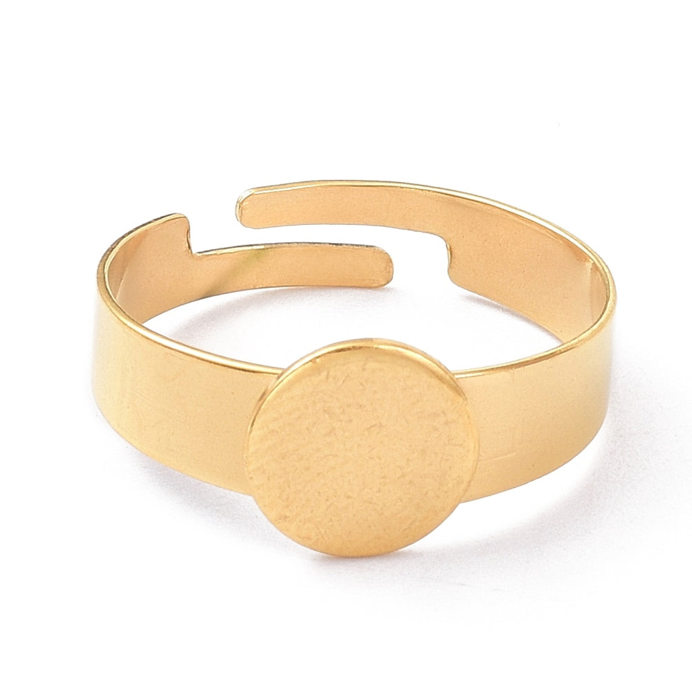 Gold Plated Adjustable Ring Base - 10mm Pad