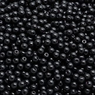 3mm Pressed Glass Round Beads - Pack of 100 - Jet