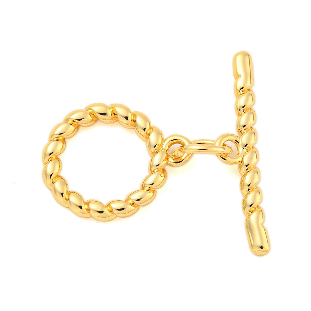 18k Gold Plated Twisted Toggle Clasp 13mm