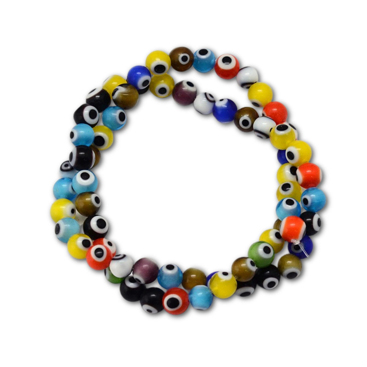 4mm Handmade Evil Eye Glass Bead Strand - Approx 100 Beads