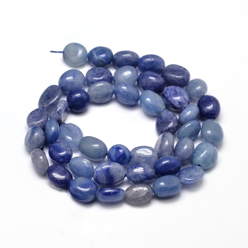 5-8mm Blue Aventurine Smooth Nugget Bead Strand - Approx 14 Inches