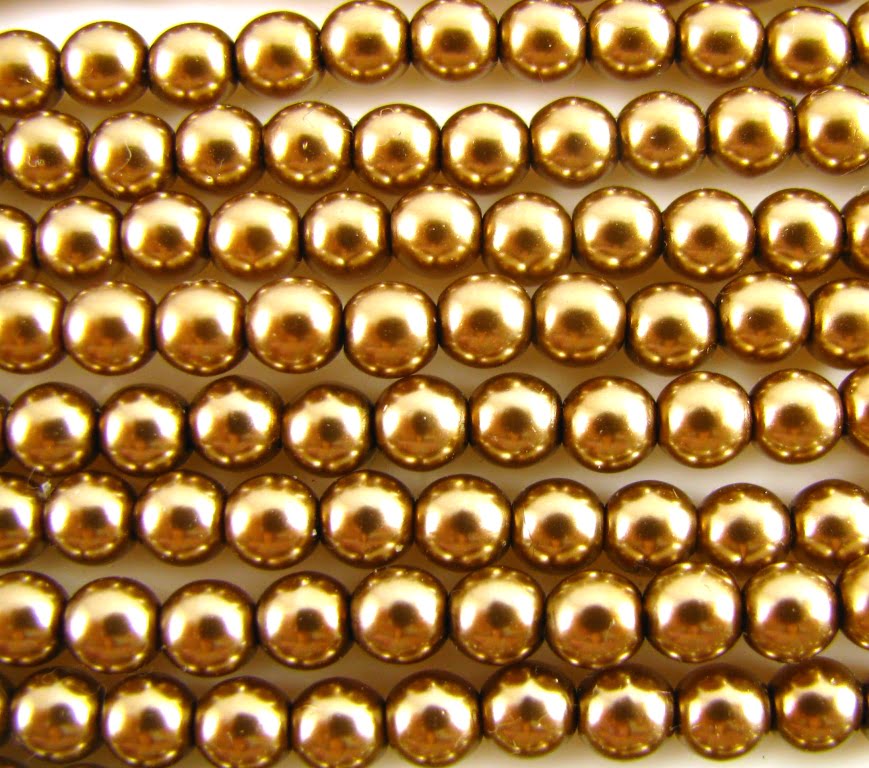 4mm Czech Round Glass Pearl Strand of 55 - 70418 - Caramel
