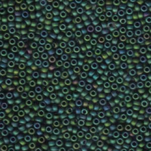 8/0 Miyuki Seed Beads - 25g Bag - Matte Metallic Dk Green Iris - Colour 2066