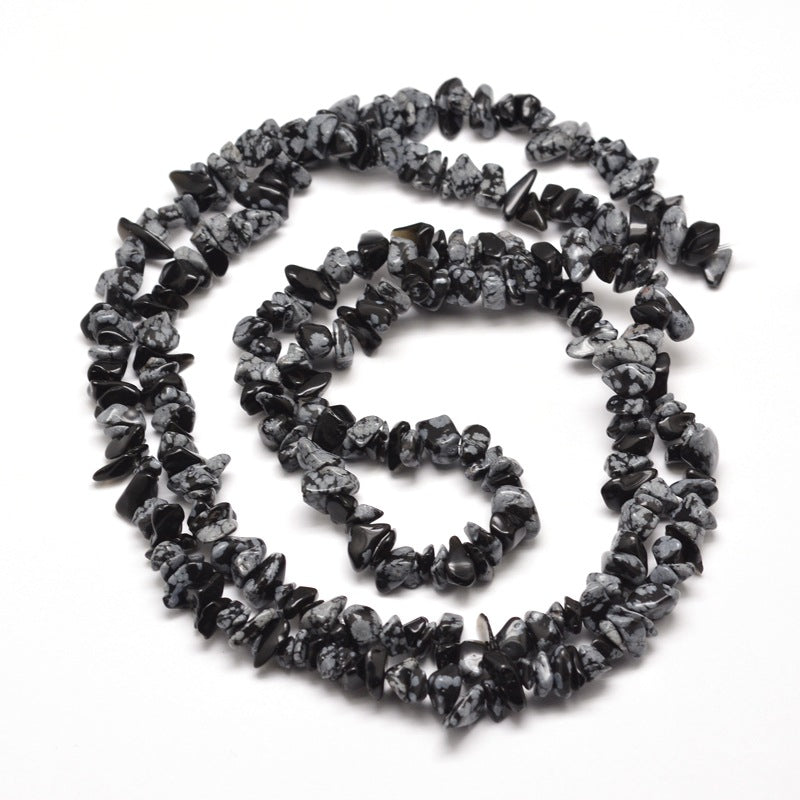 5x8mm Snowflake Obsidian Chip Strand - 78cm Strand