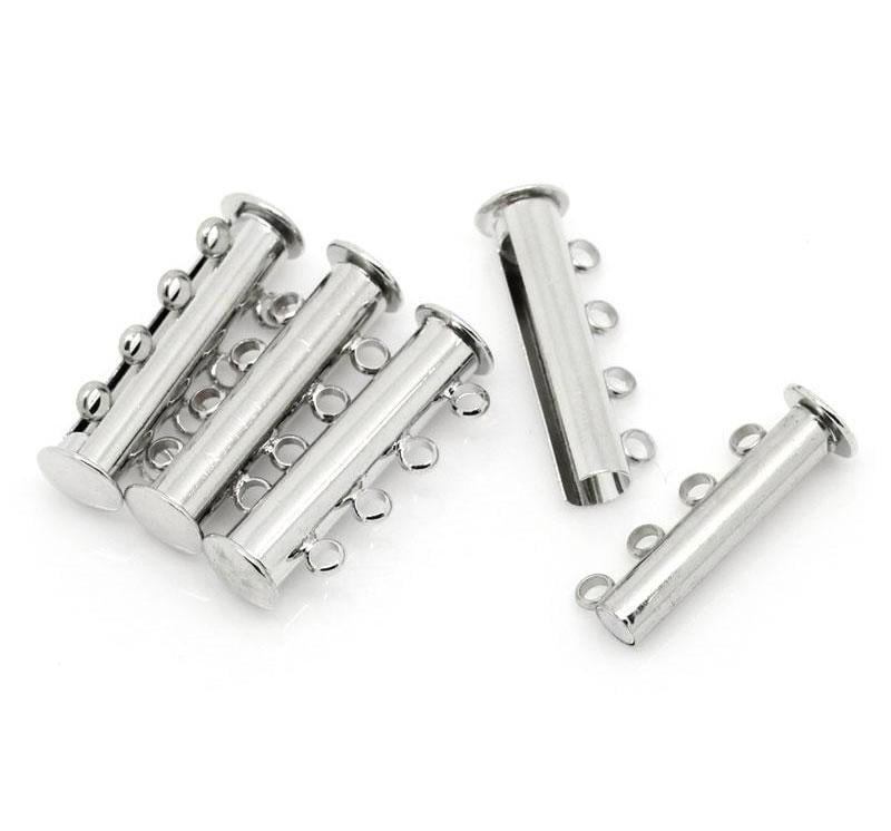 Silver Tone Four Strand Magnetic Clasp