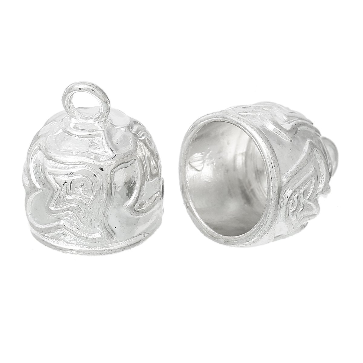 Bright Silver Extra Large Patterned Ending 18x15mm - Per Piece