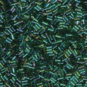 3mm Miyuki Bugle Beads (Size #1) – 7g Bag – Transparent Green AB - 179
