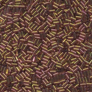 3mm Miyuki Bugle Beads (Size #1) – 7g Bag – Dark Topaz Rainbow Gold Luster - 301