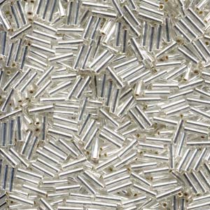 6mm Miyuki Bugle Beads 10g – Silver Lined Crystal - 1