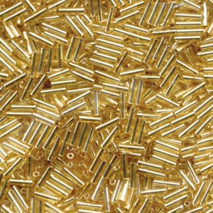 6mm Miyuki Bugle Beads 10g – Silver Lined Gold - 3