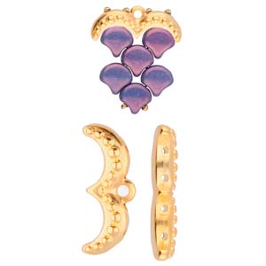 Avolathonisi 3 - Ginko Bead Ending - 24k Gold Plated - Pack of 2