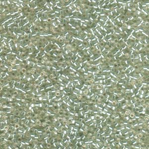 11/0 – Miyuki Delica - 5g Bag – Silver Lined Pale Moss Green – DB1431 (Discontinued by Miyuki)