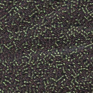 11/0 – Miyuki Delica - 5g – Semi Mat Silver Lined Dk Grey Dyed Green – DB0690