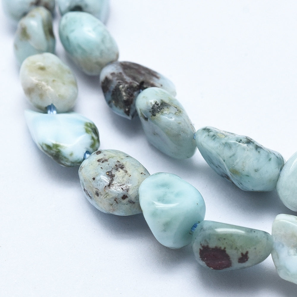 5-8mm Natural Larimar Nugget Bead Strand - Approx 14 Inches