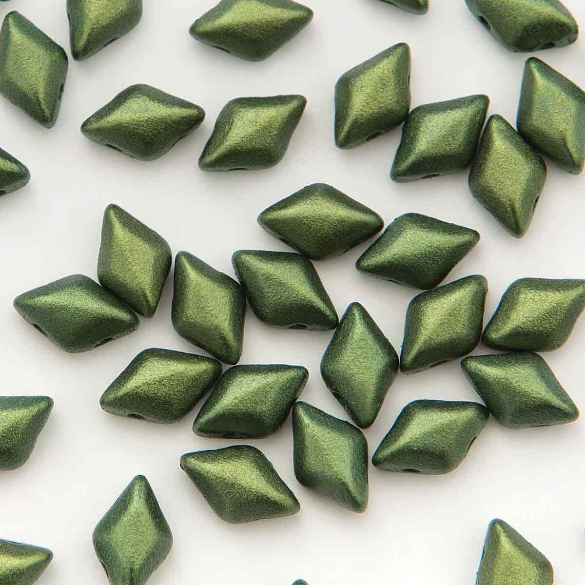 Mini Gemduo 6x4mm – g – Gold Shine Dark Green