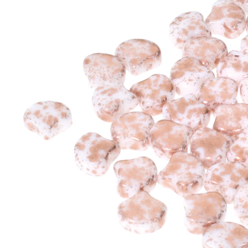 Ginko Beads 7.5mm - 10g Pack (approx 35 beads) - Chalk Copper Splash
