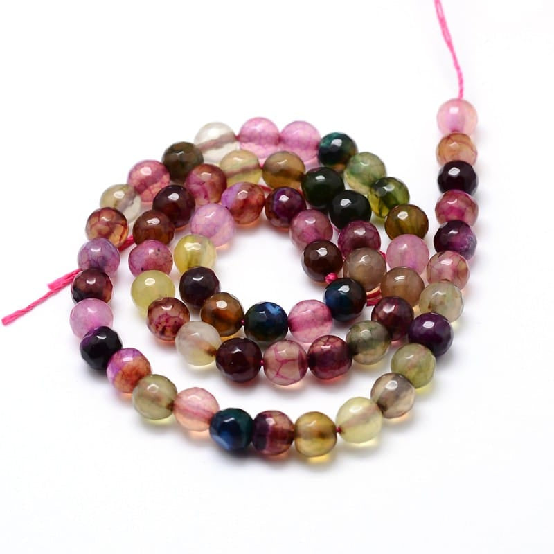 4mm Coloured Faceted Agate Bead Strand - Approx 90 Beads
