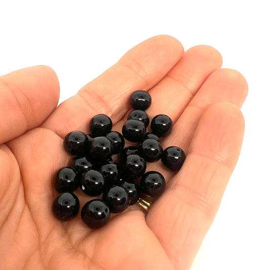 8mm Czech Round Glass Pearl Pack of 25 – 70409 – Black