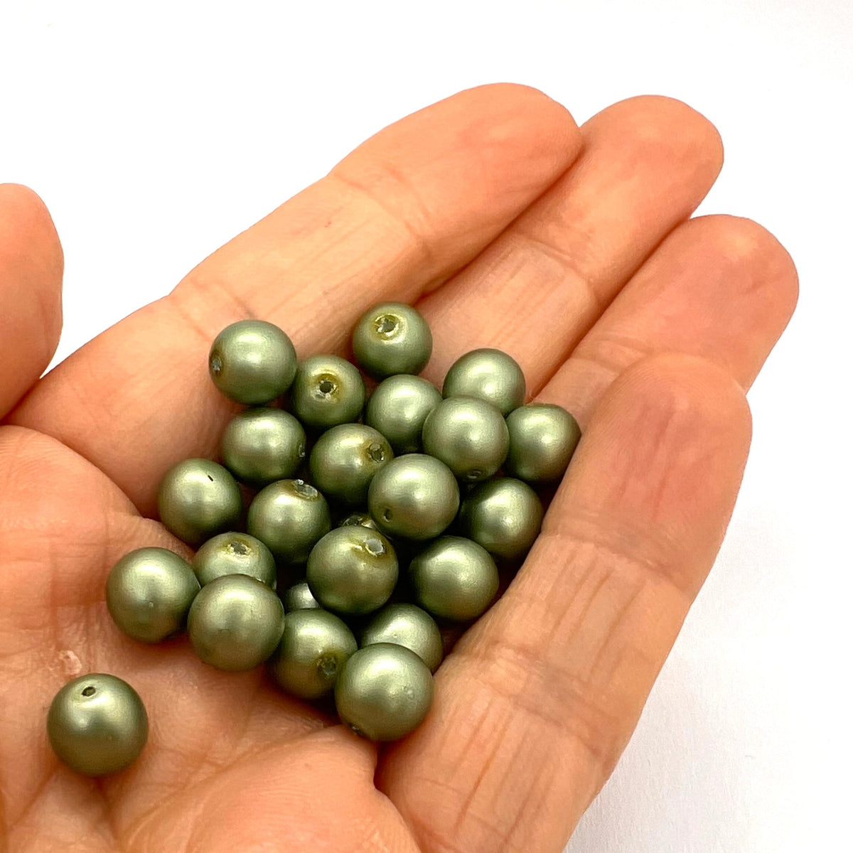 8mm Czech Round Glass Pearl Pack of 25 – 70558 – Frosted Seafaom