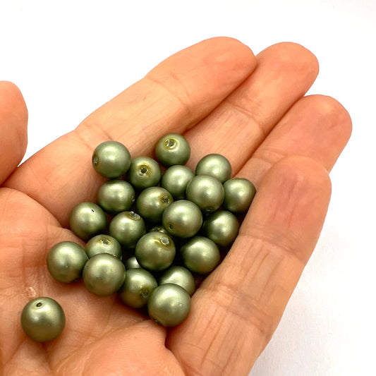 8mm Czech Round Glass Pearl Pack of 25 – 70558 – Frosted Seafaom
