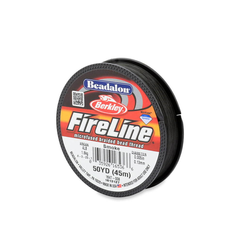 FireLine Braided Bead Thread 6lb – Smoke – 50yd Spool