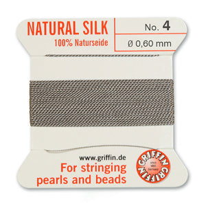 Griffin Silk Bead Cord No4 (0.6mm) – Grey