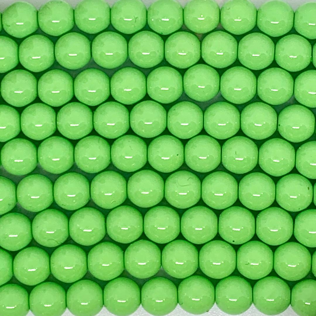 6mm Czech Round Glass Pearl Strand of 36 – 02010-58025 – Fresh Lime