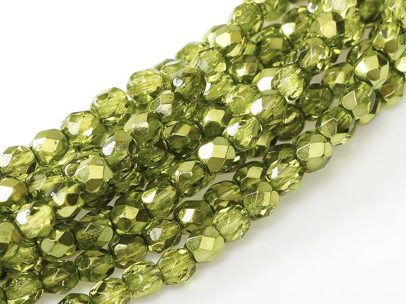 4mm Czech Fire Polish – 00030/67554 – Crystal Olive Metallic Ice x 100