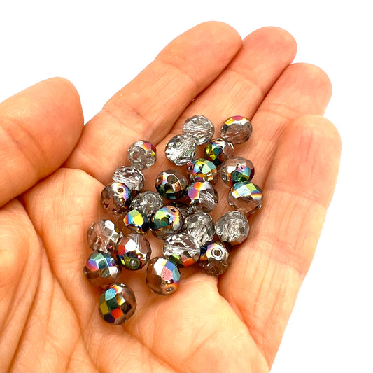 8mm Czech Fire Polish - Pack of 25 – 00030/28101 – Crystal Vitrail