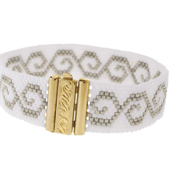 Beadslide Clasp 10x24mm - Swirl Design - Antique Gold