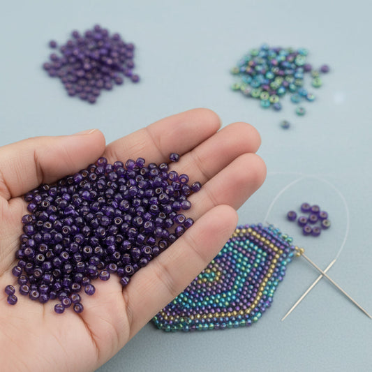 6/0 Miyuki Seed Beads - 25g Bag – Silver Lined Dark Violet - Colour 1427