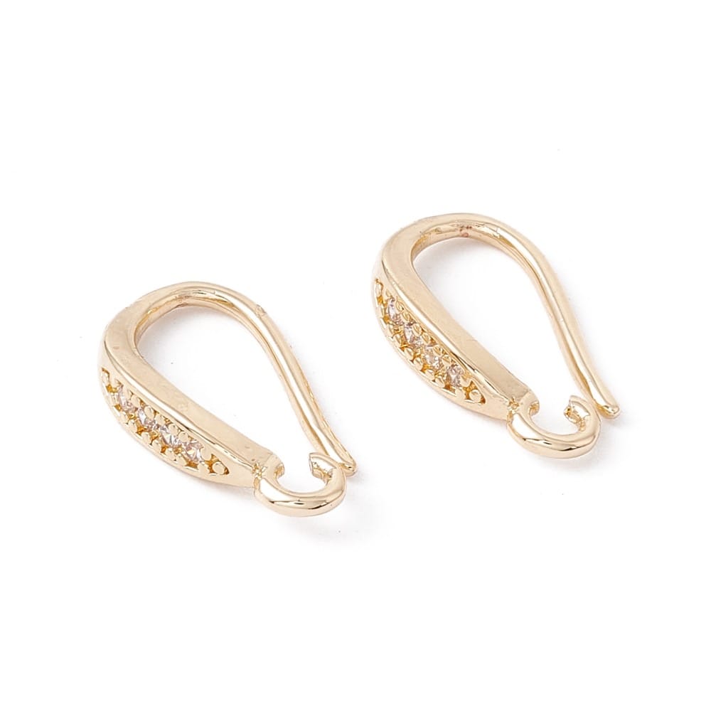 18k Gold Plated Cubic Zirconia Shepherd Hook - Priced Per Pair