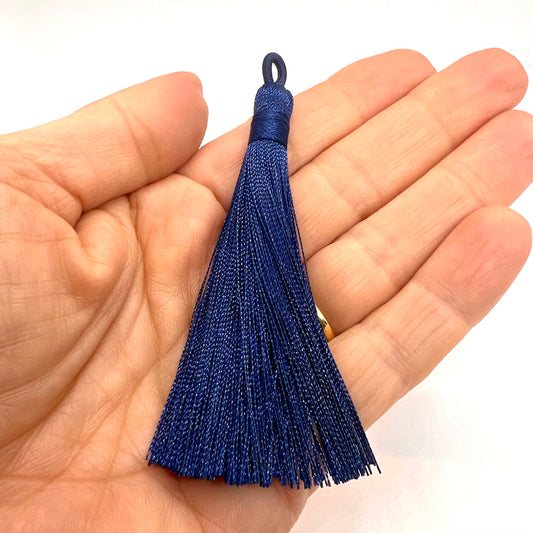 Long 8cm Satin Tassel - Navy Blue