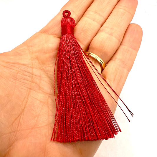 Long 8cm Satin Tassel - Wine Red