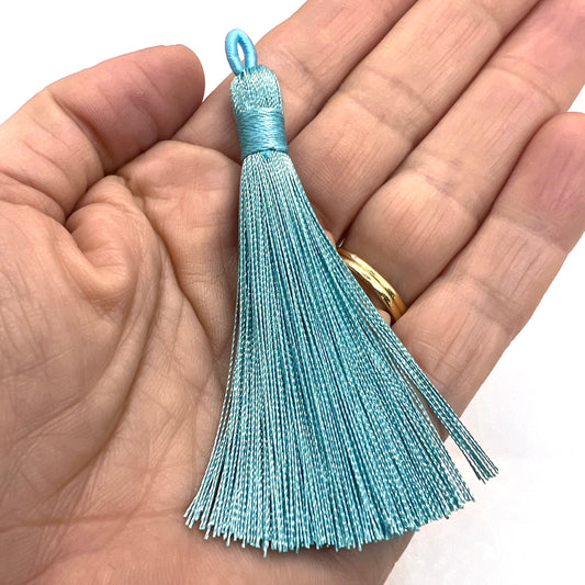 Long 8cm Satin Tassel - Turquoise