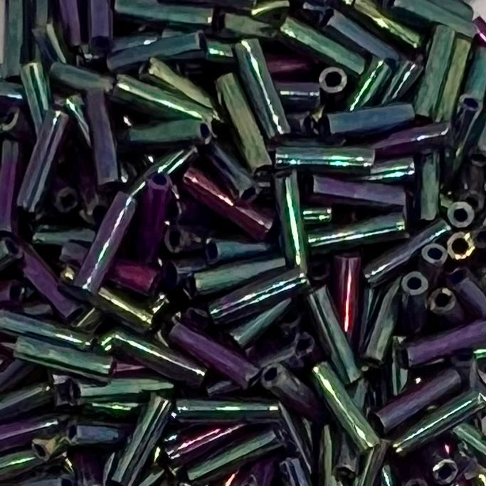 6mm Miyuki Bugle Beads 10g – Opaque Eggplant Lustre - 1899