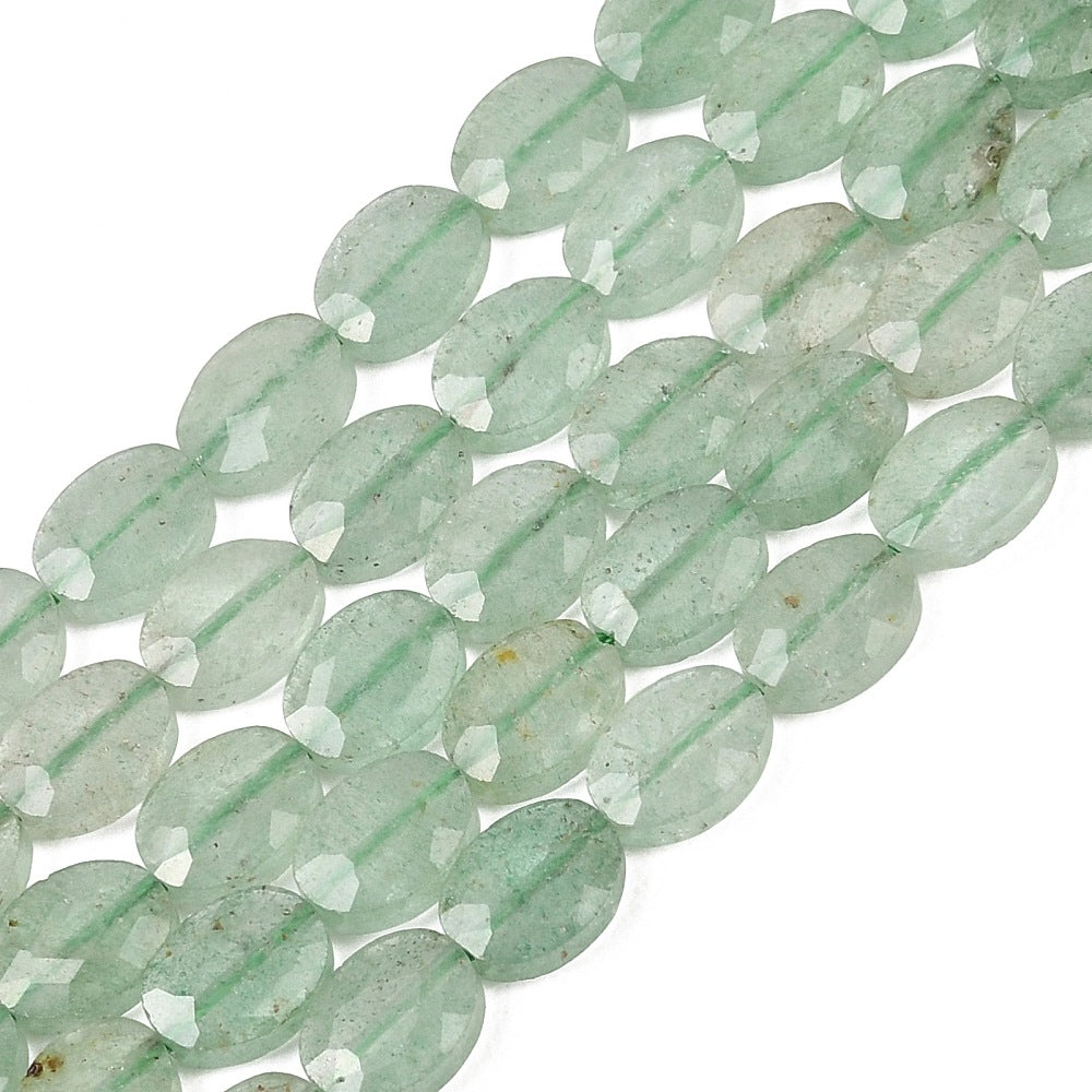 8x6mm Natural Green Aventurine Oval Faceted Bead Strand – Approx 45 Beads
