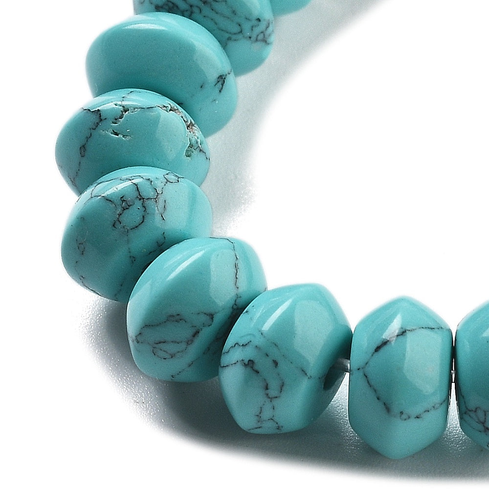 Synthetic Turquoise Beads Strands, Saucer Beads