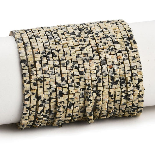 Natural Dalmatian Jasper Beads Strands, Square, Heishi Bead