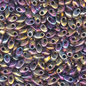 Miyuki Long Magatama 4x7mm 8.5g – Metallic Purple Gold Iris
