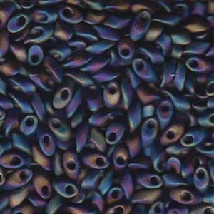 Miyuki Long Magatama 4x7mm - 5g Bag – Matted Multi Iris - 401FR