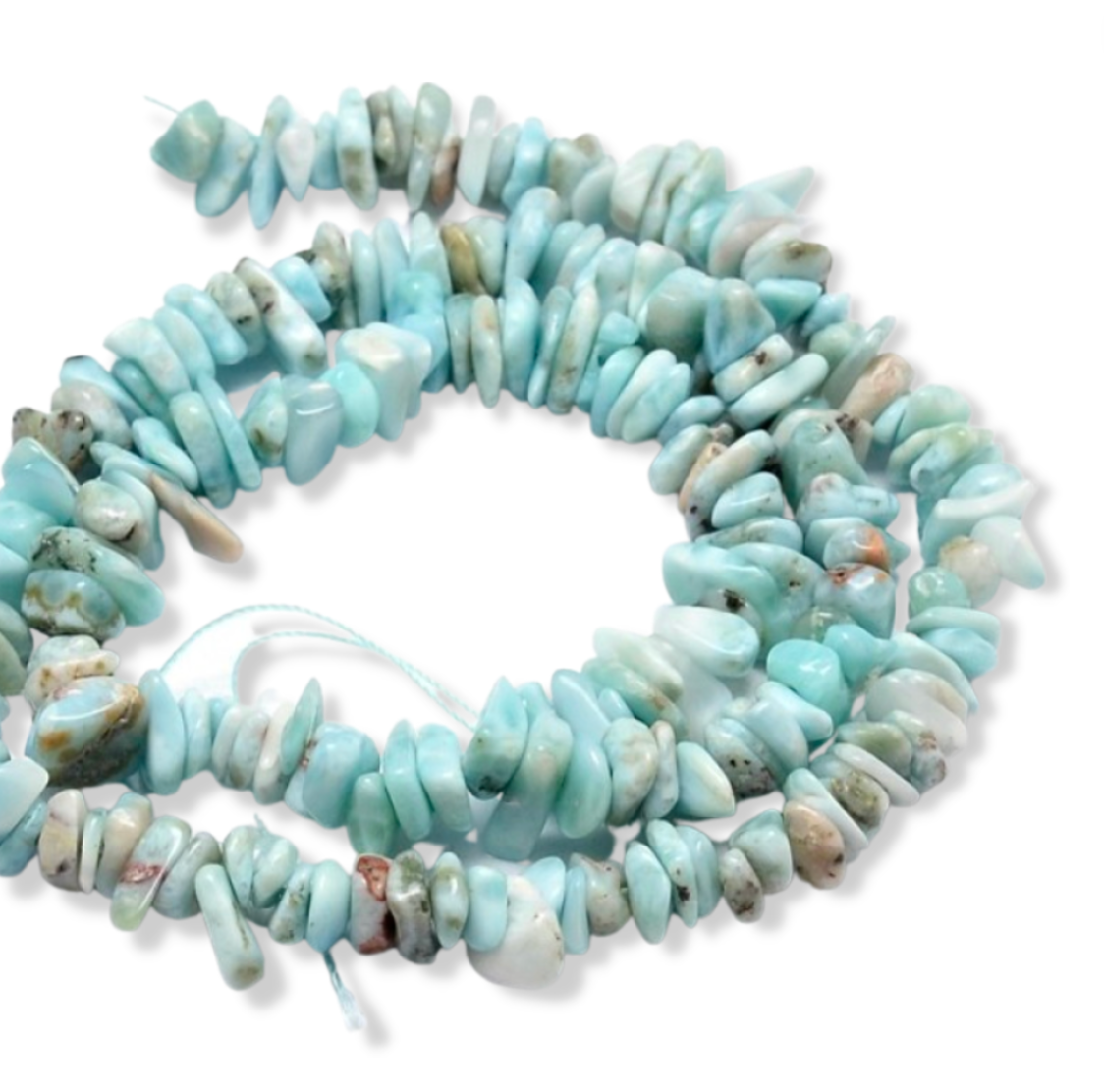 5x12mm Natural Larimar Gemstone Chip Strand – 15 Inch Strand