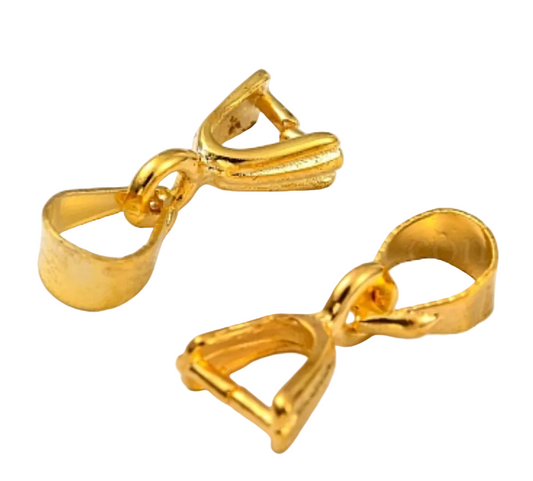 Gold Plated 12mm Scallop Design Pinch Bails – Pack of 10