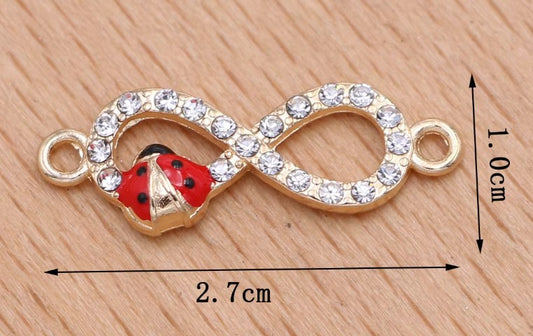 Gold Plated Ladybug Infinity Charm Connector 2 Pack