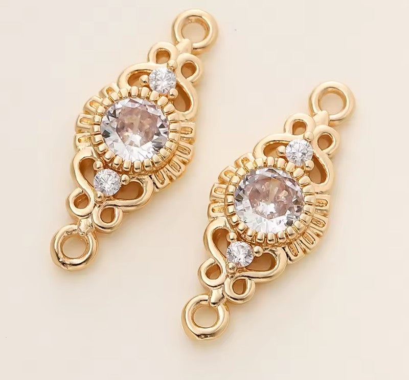 18K Gold Plated 2 Holes Oval Connector