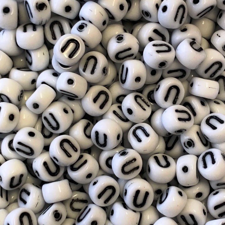 Czech Glass Alphabet Bead - U